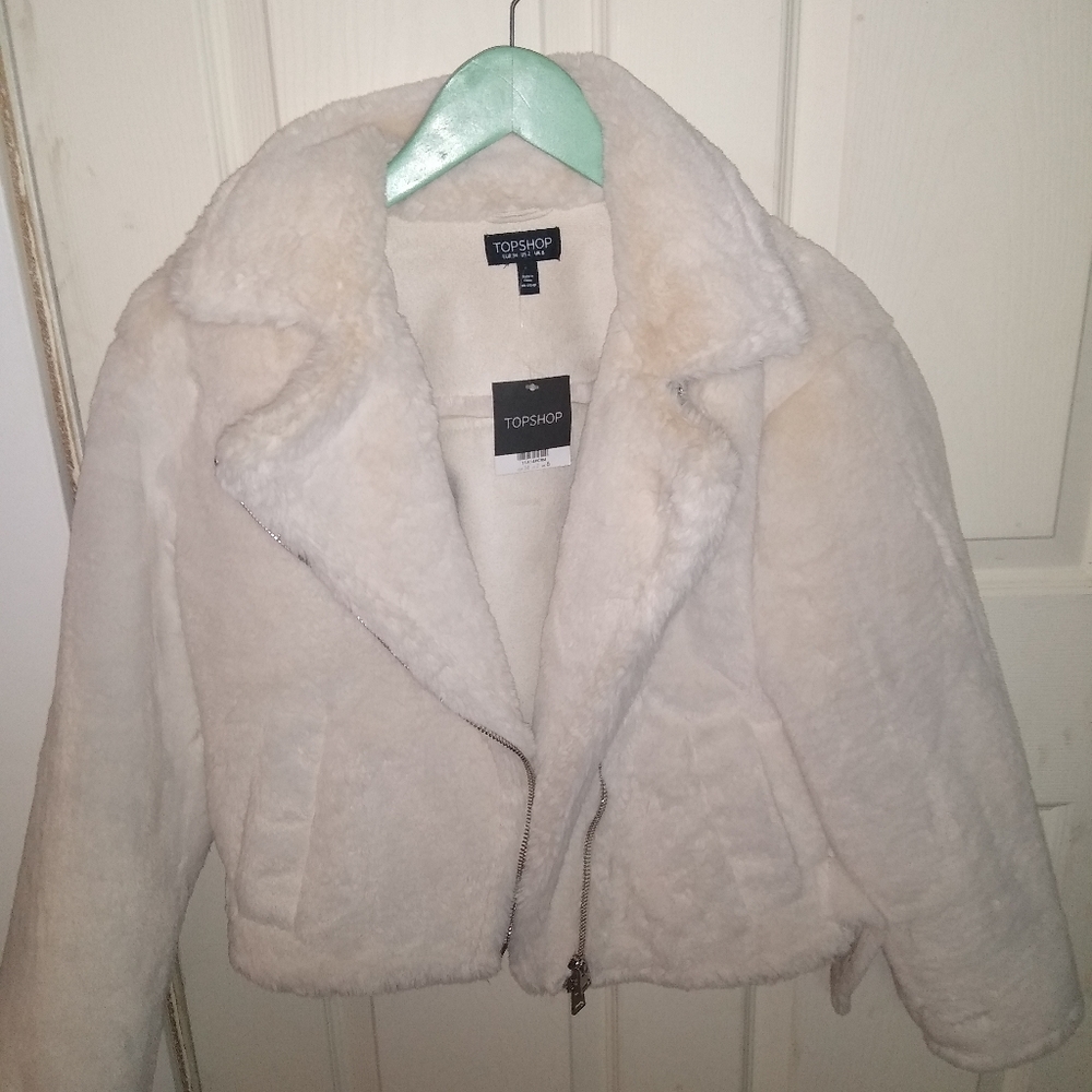 Brand new fur and suede lined size sm TOPSHOP coat
